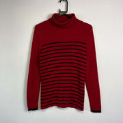 Red Lauren Ralph Lauren Striped Knit Sweater Jumper Womens Large