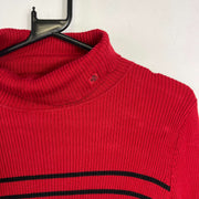 Red Lauren Ralph Lauren Striped Knit Sweater Jumper Womens Large