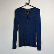 Blue Lauren Ralph Lauren Knit Sweater Jumper Womens Large