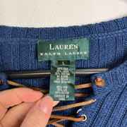 Blue Lauren Ralph Lauren Knit Sweater Jumper Womens Large