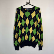 Vintage 90s Polo Ralph Lauren Diamond Argyle Knit Sweater Jumper Small