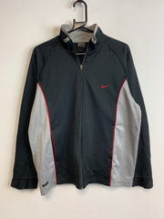 00s Black and Grey Nike Track Jacket Women's Large