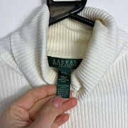 White Lauren Ralph Lauren Knit Turtle Neck Sweater Jumper Womens Large