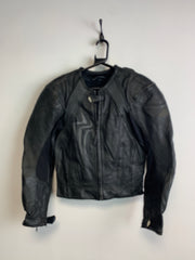 Black Leather Racer Jacket Men's Small