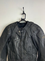 Black Leather Racer Jacket Men's Small