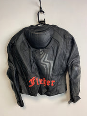 Black Leather Racer Jacket Men's Small