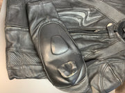 Black Leather Racer Jacket Men's Small