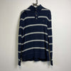 Navy Grey Striped Tommy Hilfiger Button Down Sweater Large