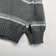 Grey Izod Striped Knit Jumper Sweater Medium