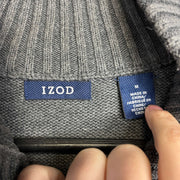 Grey Izod Striped Knit Jumper Sweater Medium