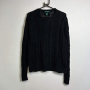 Black Lauren Ralph Lauren Cable Knit Sweater Jumper Womens Large