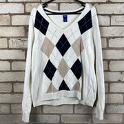 White and black IZOD argyle sweater Mens XL