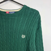 Green Chaps Ralph Lauren Cable Knit Sweater Jumper Small