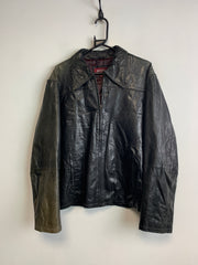 Black Leather Bomber Jacket Men's XXL