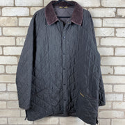 Black quilted Barbour jacket with corduroy collar Men’s XL