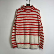 Red White Top Shop Mohair Turtleneck Knit Sweater Jumper Womens Large