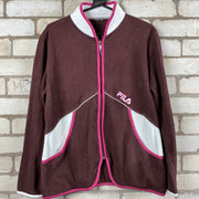 Fila brown and pink zip up fleece jacket Woman’s XL