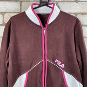 Fila brown and pink zip up fleece jacket Woman’s XL