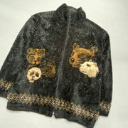 Vintage Black Fleece Jacket Men's XL