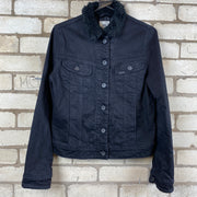 Lee Black Denim Jacket With Fur Collar Mens M