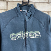 Adidas navy blue full zip fleece sweatshirt with embroidered spell out logo adidas boys 11-12 yrs