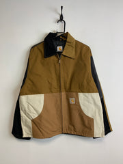 Reworked Black and Beige Carhartt Workwear Jacket Men's Large