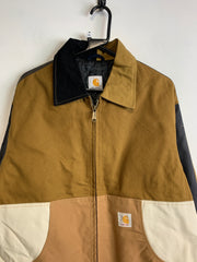 Reworked Black and Beige Carhartt Workwear Jacket Men's Large