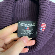Purple Polo Jeans Ralph Lauren Turtleneck Knit Sweater Jumper Womens Large