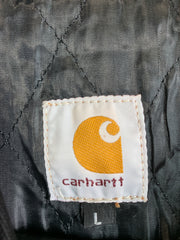 Reworked Black and Beige Carhartt Workwear Jacket Men's Large