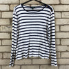 Striped Ralph Lauren long sleeve top with navy buttons on shoulder XL