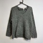 Grey H&M Mohair V-Neck Sweater Knit Womens Small