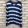 Tommy Hilfiger navy and white striped v neck jumper Woman’s L