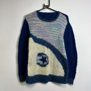 Vintage Blue Mohair Knit Sweater Jumper Womens Small