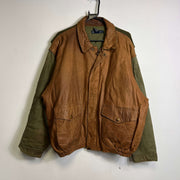 Vintage Nautica Brown Green Flying Bomber Jacket Large Leather