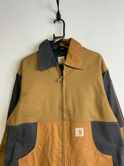 Reworked Grey and Beige Carhartt Workwear Jacket Men's Large