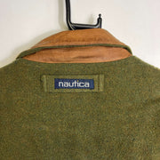 Vintage Nautica Brown Green Flying Bomber Jacket Large Leather