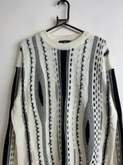 Black and White Knitwear Sweater Men's XXL