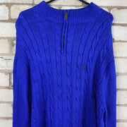 Chaps Blue cable knit quarter zip jumper Woman’s XL