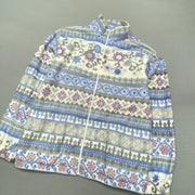 White and Blue Fleece Jacket Men's Small