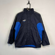 00s Navy and Blue Puma Quilted Jacket Women's Large