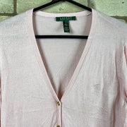 Ralph Lauren Pink V neck cardigan sweater woman’s L