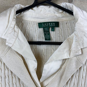 Ralph Lauren Cream and white cable knit sweater with a collared neckline Woman’s L