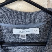 Calvin Klein Dark gray zip up sweater with a ribbed knit pattern, Men’s XL