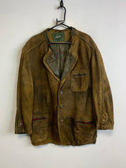 Vintage Brown Leather Jacket Men's Large