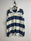 00s Blue-White Nike Striped Long-sleeved Polo-shirt Men's XXL