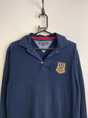 Navy Tommy Hilfiger Chest Logo Long-sleeved Polo-shirt Men's Medium