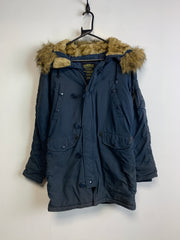 Navy Alpha Industries Parka Long Coat Men's Small