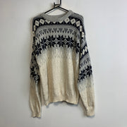 Grey and Beige Knitwear Sweater Men's Medium