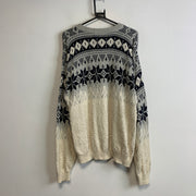 Grey and Beige Knitwear Sweater Men's Medium