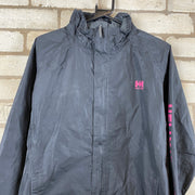 Helly Hansen navy blue waterproof jacket with pink logo woman’s 16